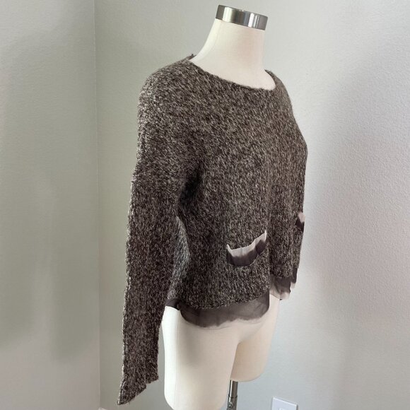 Viviana Uchitel Womens Small 100% Wool Pocket Sweater Long Sleeve Knit Top - Picture 2 of 13